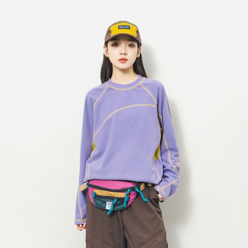 Base Layer Top - 유니섹스 아웃도어 컬러 블록 긴팔 티셔츠