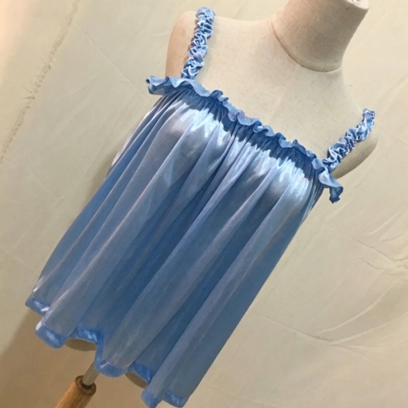 여름용 부드러운 실키 광택 러플 스파게티 스트랩 탱크탑 - Suspender Tank Top 리뷰 및 가격