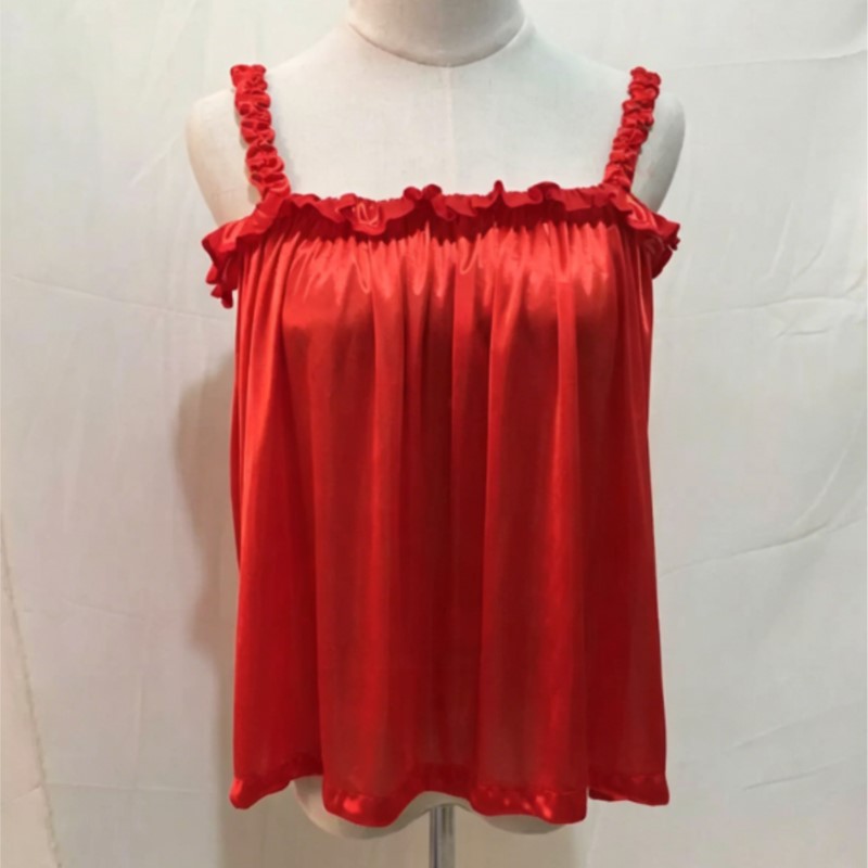 여름용 부드러운 실키 광택 러플 스파게티 스트랩 탱크탑 - Suspender Tank Top 리뷰 및 가격