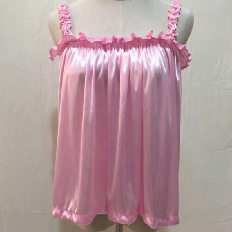 여름용 부드러운 실키 광택 러플 스파게티 스트랩 탱크탑 - Suspender Tank Top 리뷰 및 가격