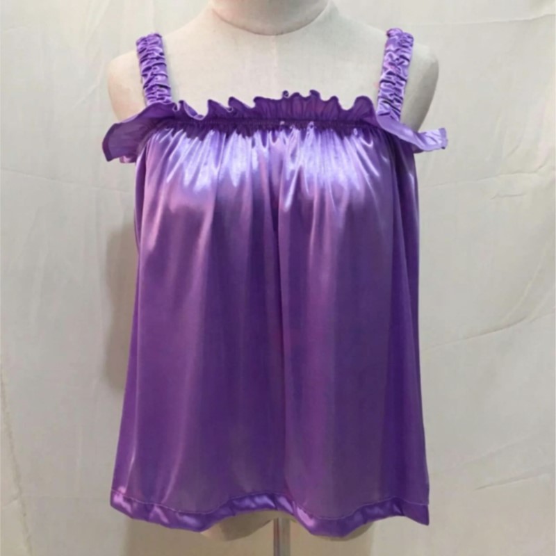 여름용 부드러운 실키 광택 러플 스파게티 스트랩 탱크탑 - Suspender Tank Top 리뷰 및 가격